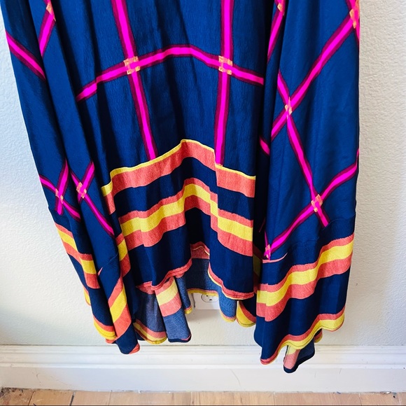 anthropologie HD in Paris blue & pink striped pane midi dress womens 8 - Picture 8 of 9